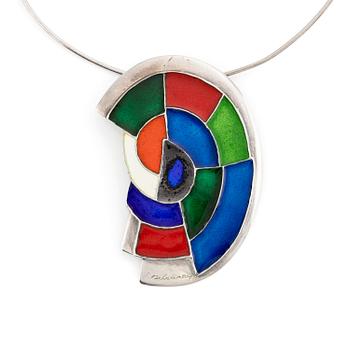 Sonia Delaunay, hängsmycke, silver med emalj, Frankrike 1985.