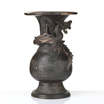 A gold splashed bronze vase, Qing dynasty, presumably 18th Century or older.