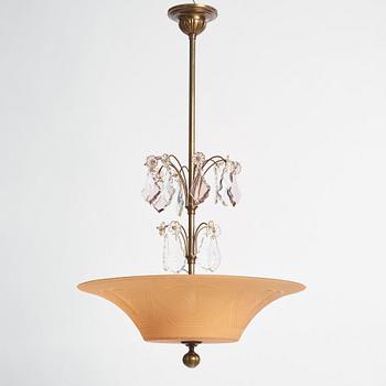 Edward Hald, & Erik Tidstrand, a ceiling lamp, Orrefors & Nordiska Kompaniet, 1920s-30s.