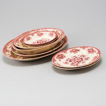 MATSERVIS 72 delar, flintgods. "Röd fasan", Old Gustavsberg, 1900-talets andra hälft.