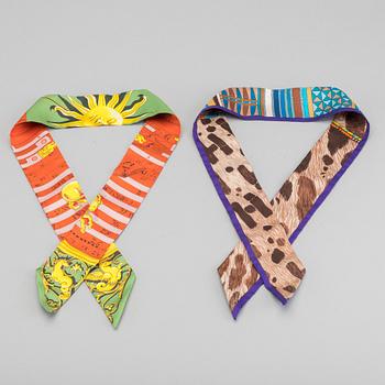 HERMÉS, "Twilly", scarf, 2 st.