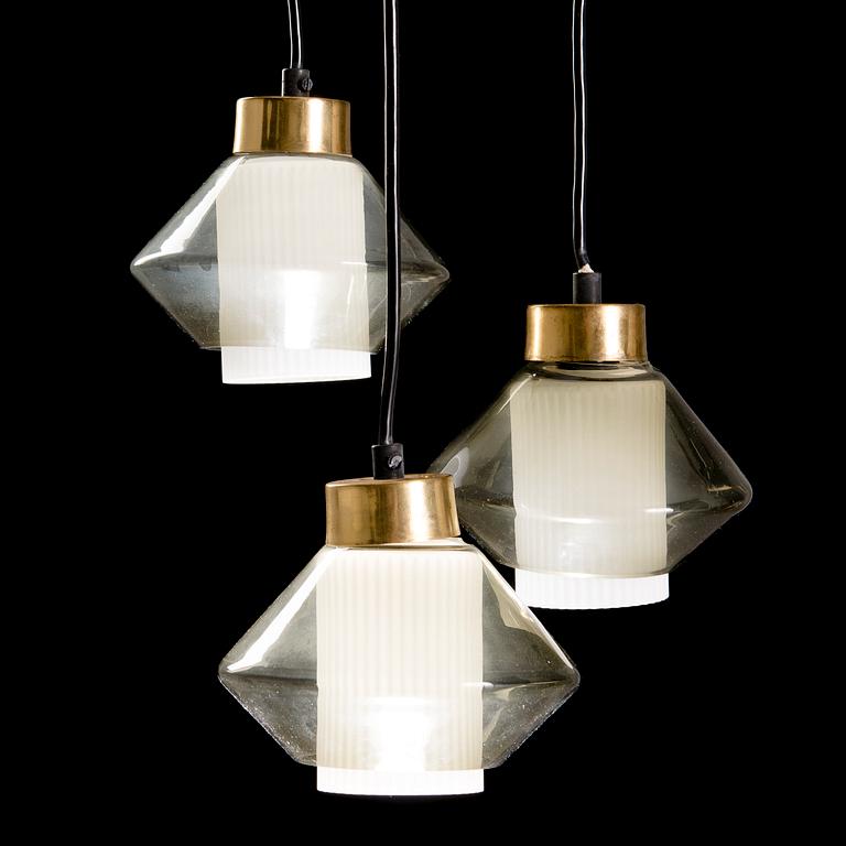 A pendant lamp designed by Stig Lindström, model 6060/3, 1960s.  Total height circa 134 cm.