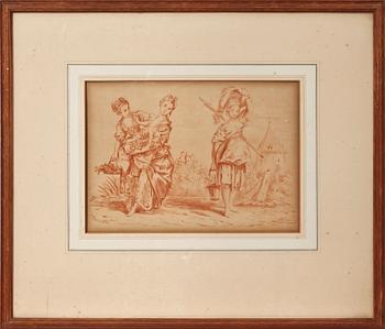 OKÄND KONSTNÄR, 2 st, teckningar, sign, 1800-tal.