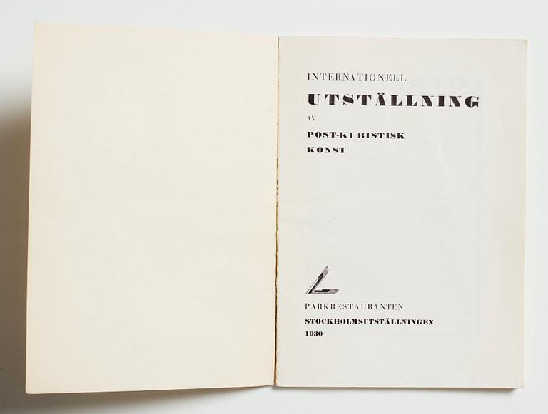 Exhibition catalogue, edited by Otto G. Carlsund, Stockholmsutställningen (Stockholm Exhibition), 1930.
