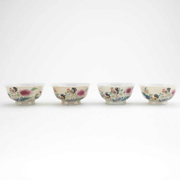 KOPPAR, 4 st, porslin, Kina 1800-tal.