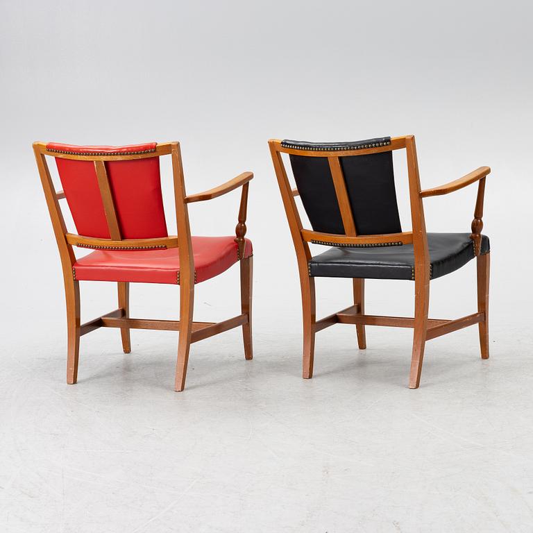 Josef Frank, two armchairs, model B 2067, Svenskt Tenn pre 1985.