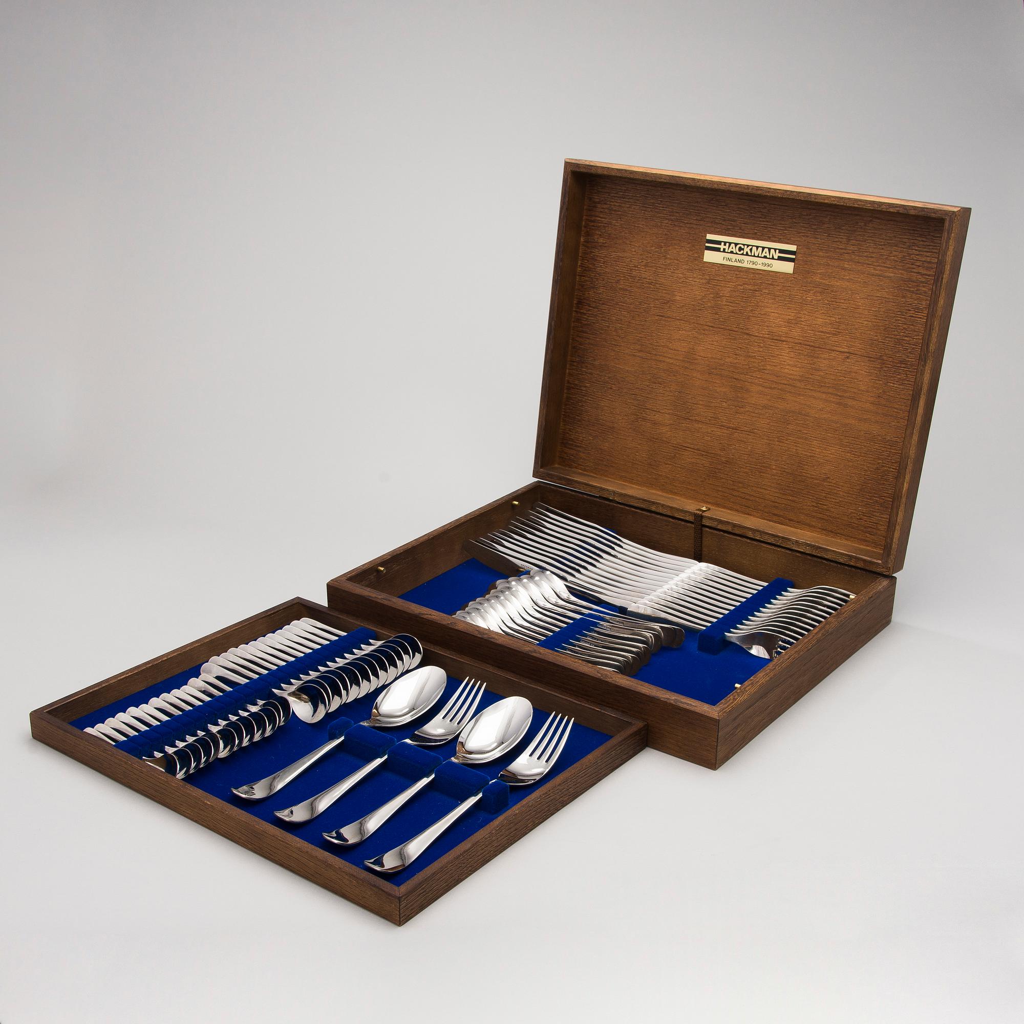 Stainless Steel Cutlery Set for Twelve person by Hackman, Finland 1990.