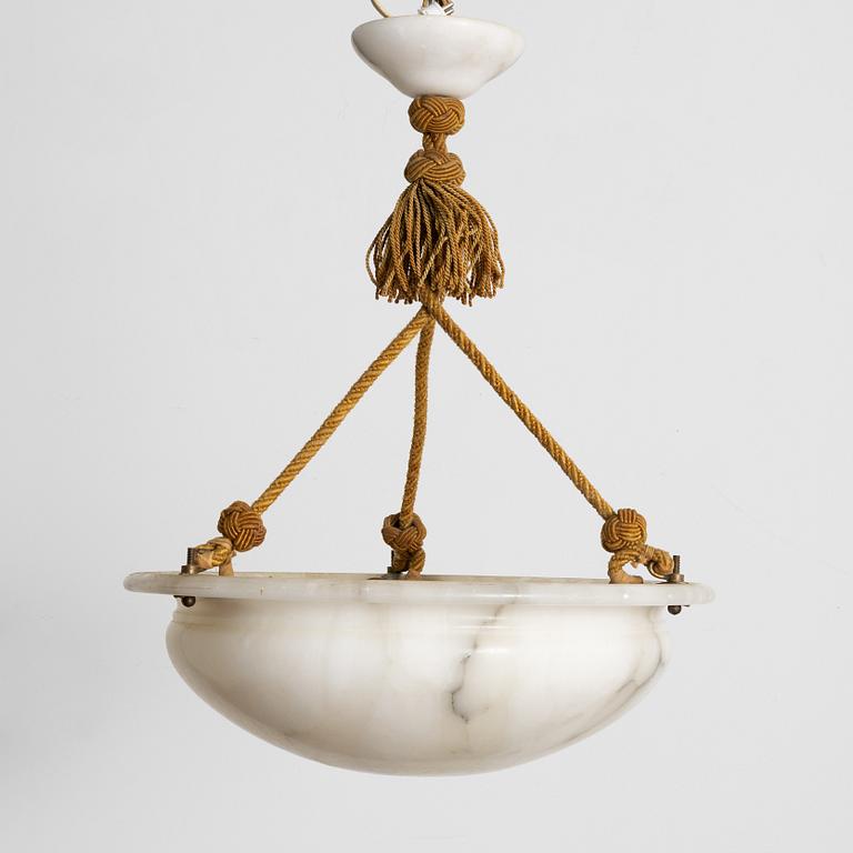 A ceiling lamp, alabaster, 1920s.