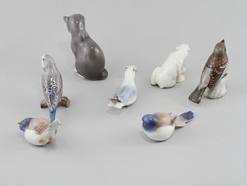 FIGURINER, 7 st, porslin, Bing & Gröndahl, Danmark, 1900-talets andra hälft.