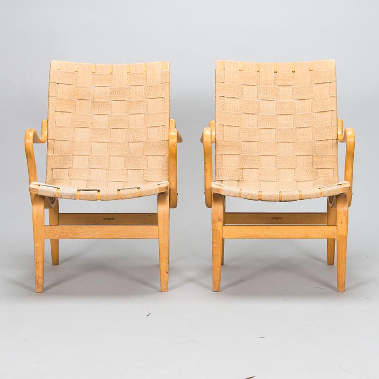 Bruno Mathsson, karmstolar, ett par, "Mina", 1970-tal.