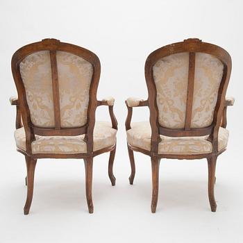 KARMSTOLAR, ett par, nyrokoko, 1800-tal.