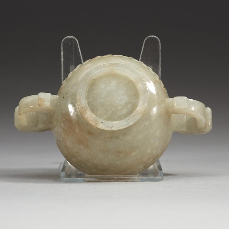A nephrite libation cup, Qing dynasty (1644-1912).