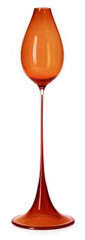 619. A Nils Landberg red glass goblet, Orrefors.
