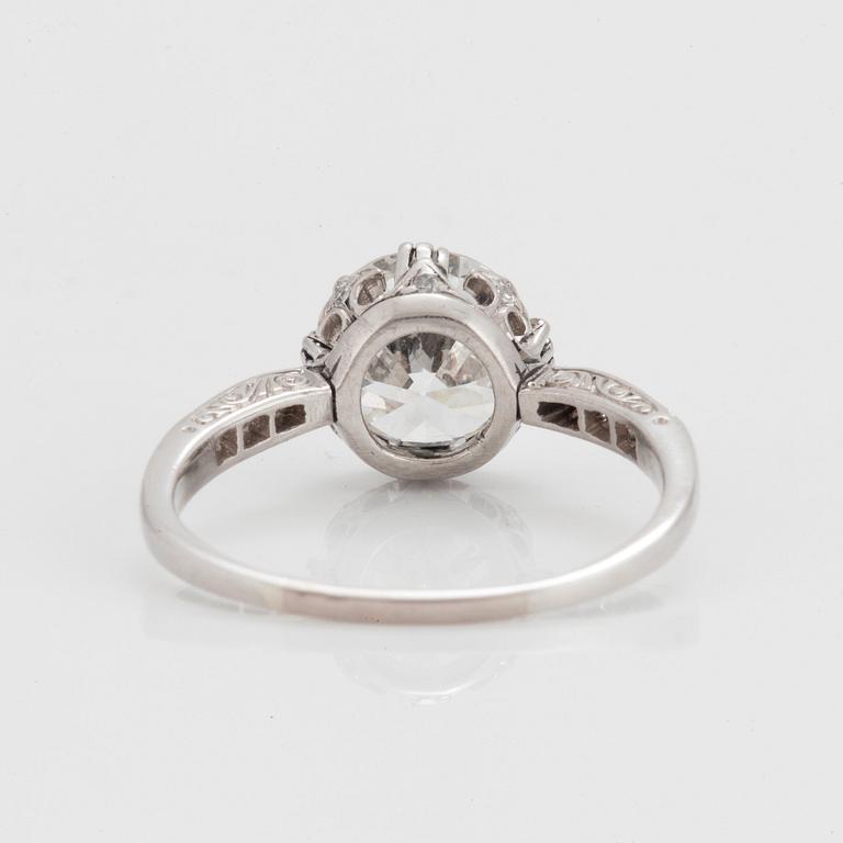 A RING set with an old-cut diamond.