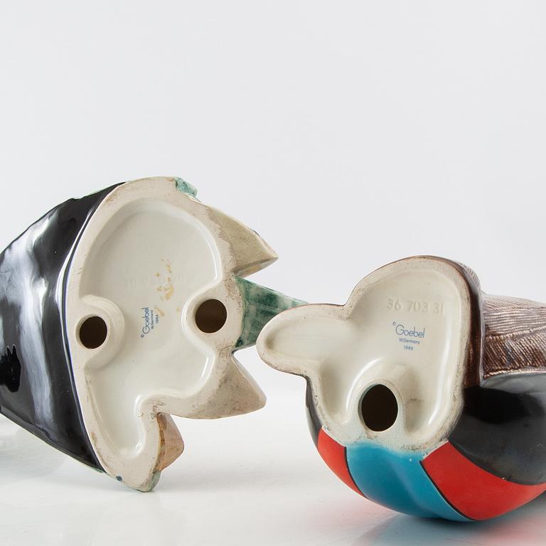 Figurines 2 pcs Gobel Peacock and Monkey 1980s porcelain.