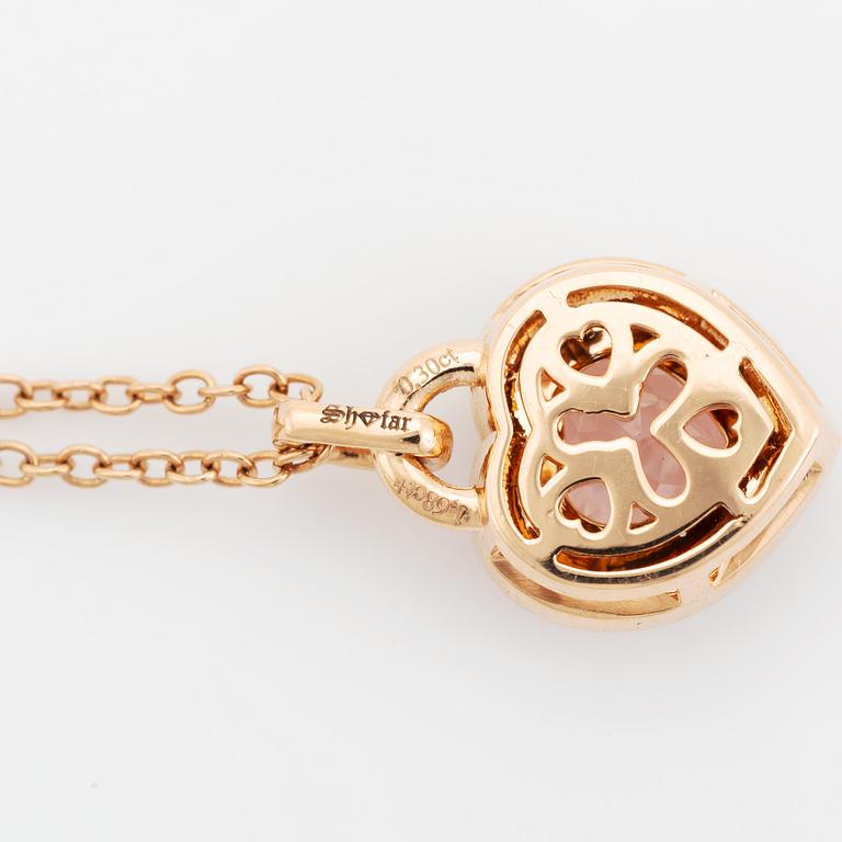 Collier med hjärtformad morganit och briljantslipade diamanter.