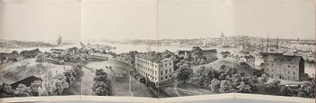 BOK. "Panorama de Stockholm. Pris du dôme de l'eglise de l'île de l'amirauté. C J Billmark 1845.