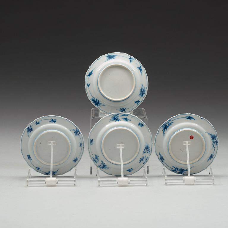 A set of four blue and white dishes, Qing dynasty, Kangxi (1662-1722).