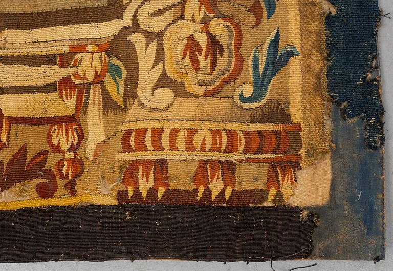 Vävd tapet, "Verdure", gobelängteknik, "entre-fenêtre", ca 314 x 109, cm, Aubusson omkring 1700-1700-talets förra hälft.