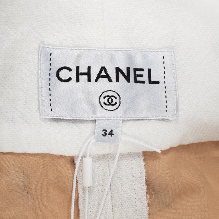 Chanel, A pair of cotton embroidered pants, size 34.
