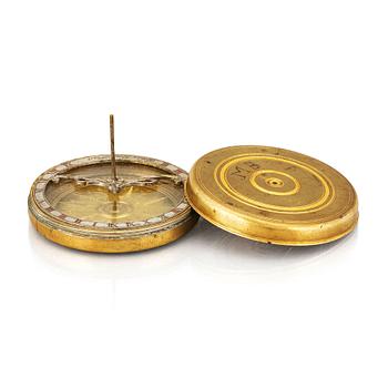 138. Johan Koch, an equatorial brass sun dial, 17th/18th century.