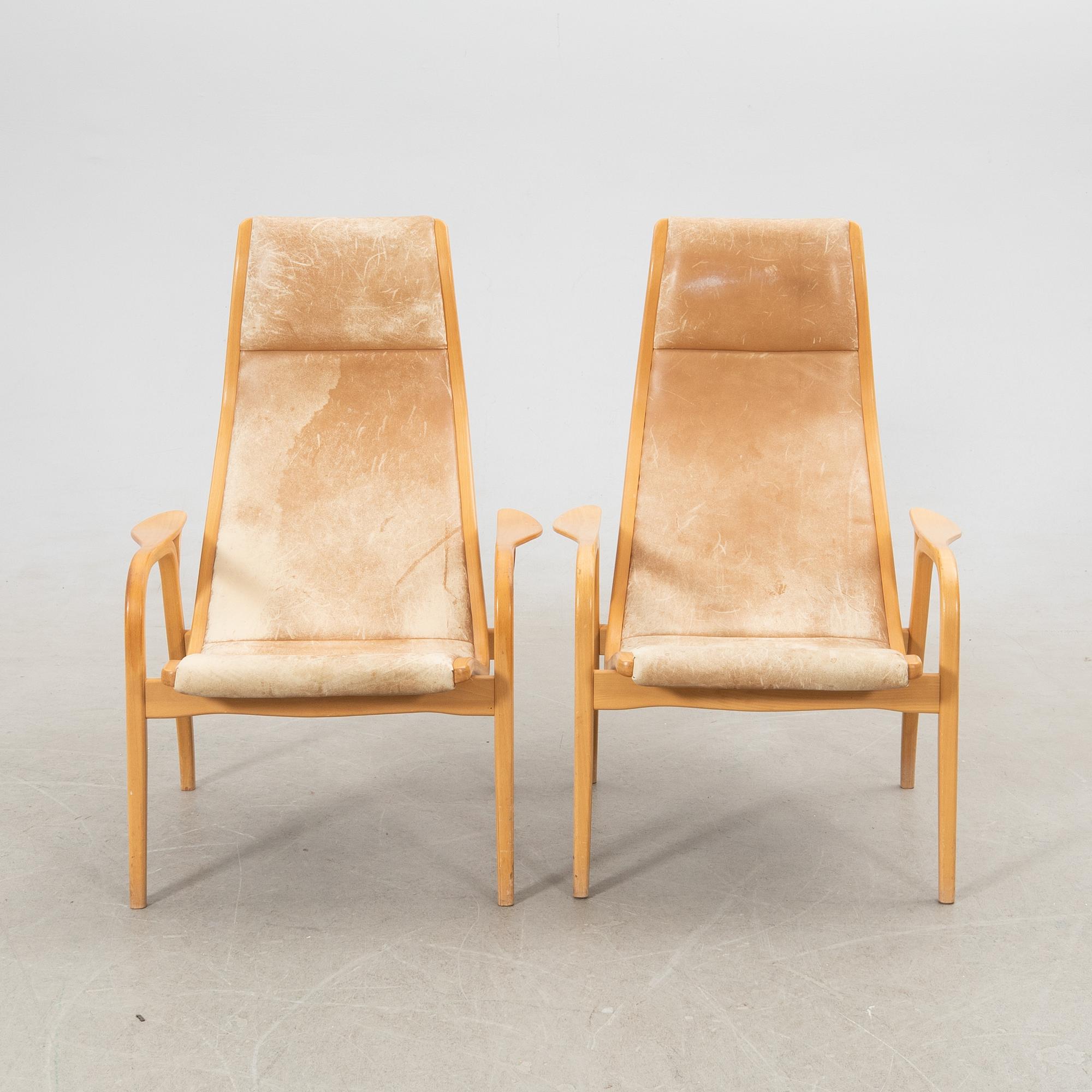 Yngve Ekström, Armchairs 1 pair, "Lamino" for Swedese, late 20th century.