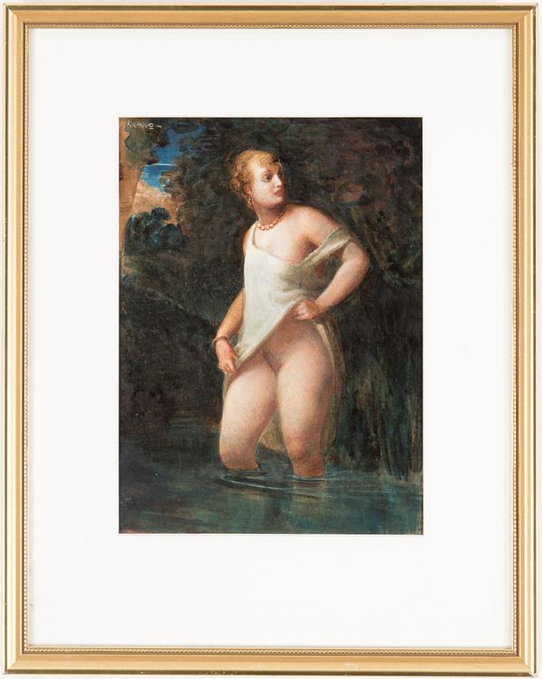 A Carl Axel KRAWE, gouache painting, signed.