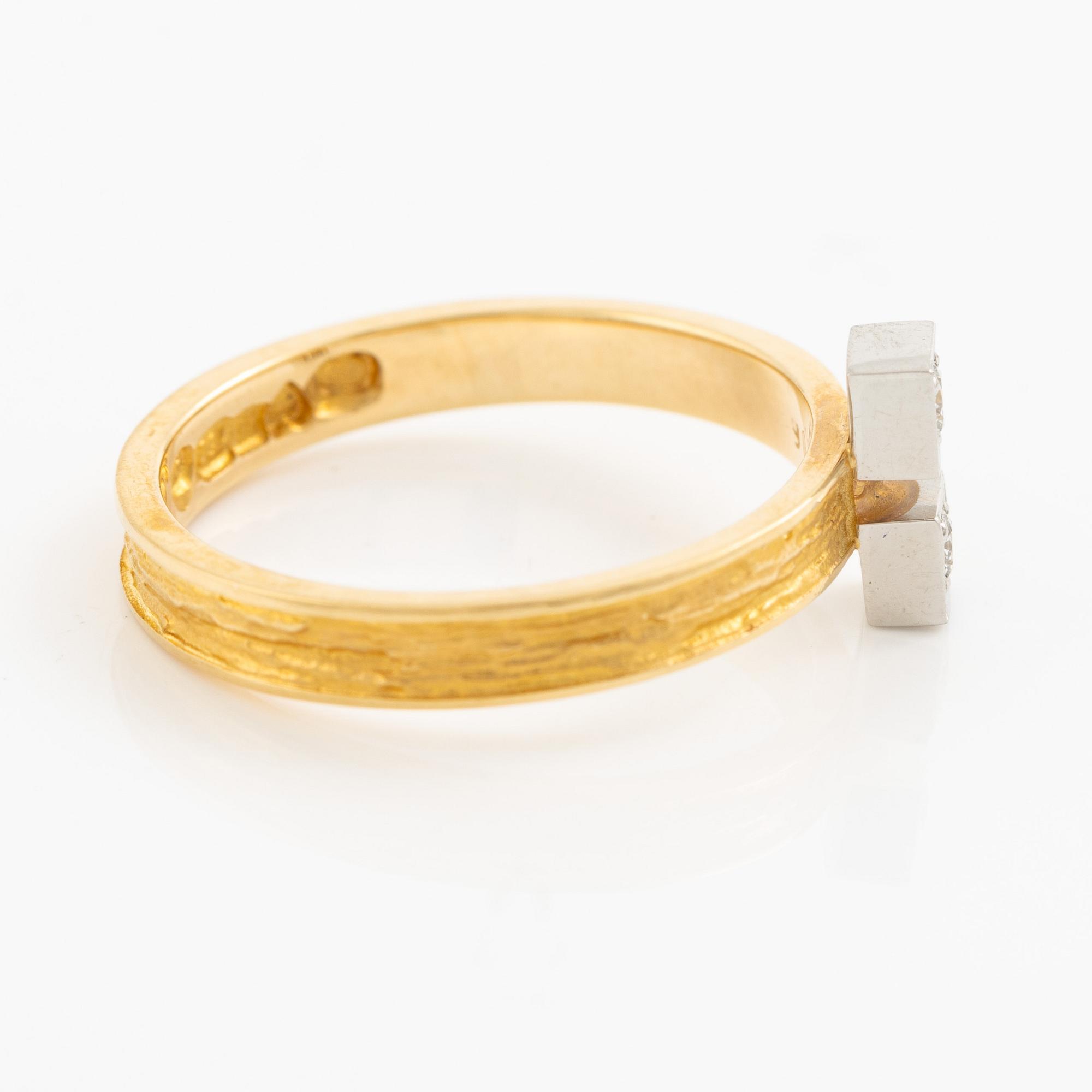 Lapponia, ring 18K with round brilliant-cut diamonds, Finland 1978.