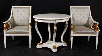 SALONGSGRUPP, 6 delar, empirestil, omkring 1900.