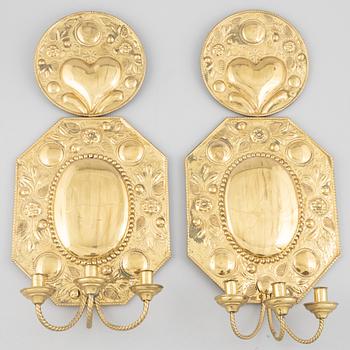 A pair of Baroque style wall sconces, 19th Century.