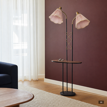 A floor lamp with table, 1940s.