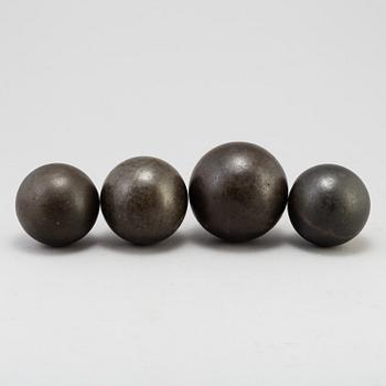 FOUR IRON CANON BALLS, 18TH/19TH CENTURY.