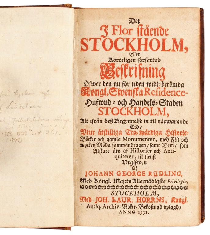 Johann Georg Rüding, "Det i flor stående Stockholm".