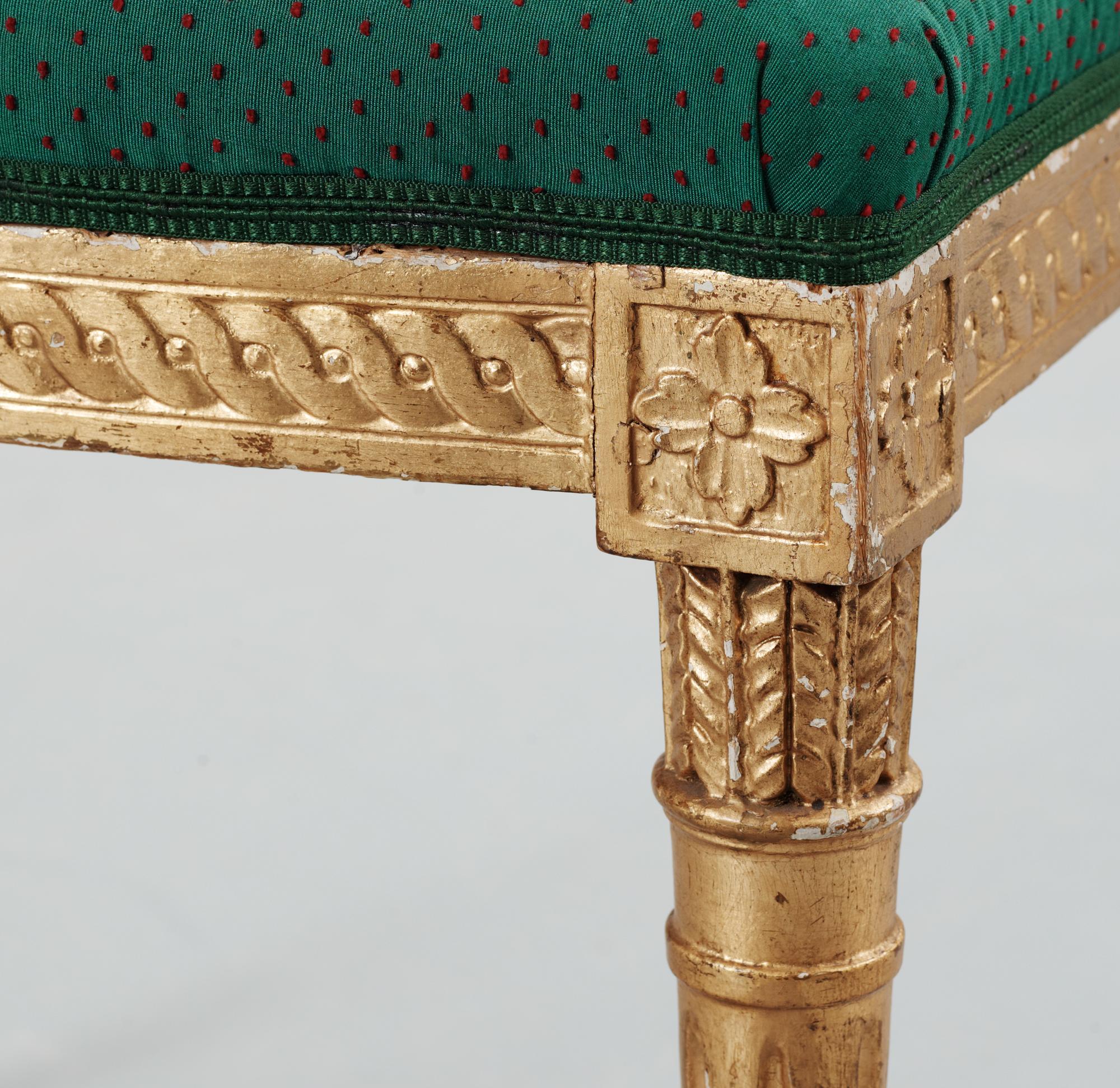 A late Gustavian stool in the manner of E Ståhl.