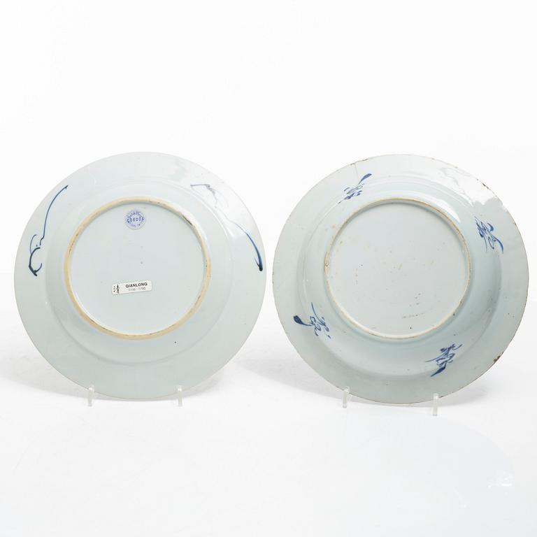 Eleven blue and white porcelain plates, China, Qing dynasty 18th century.