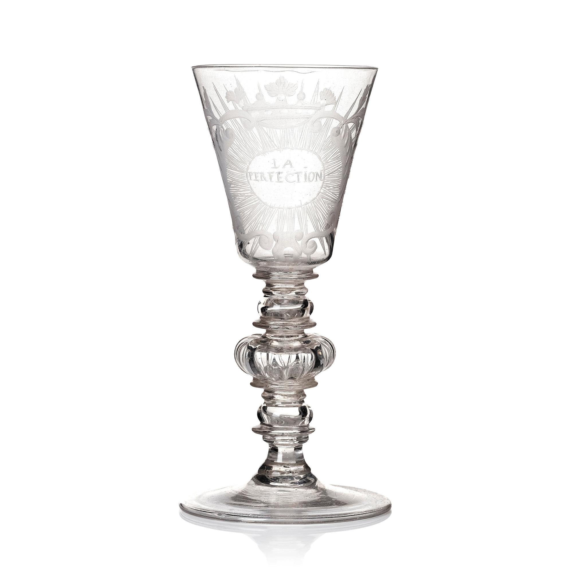 A Swedish Glass goblet, Kungsholms glasbruk, 1700-tal.