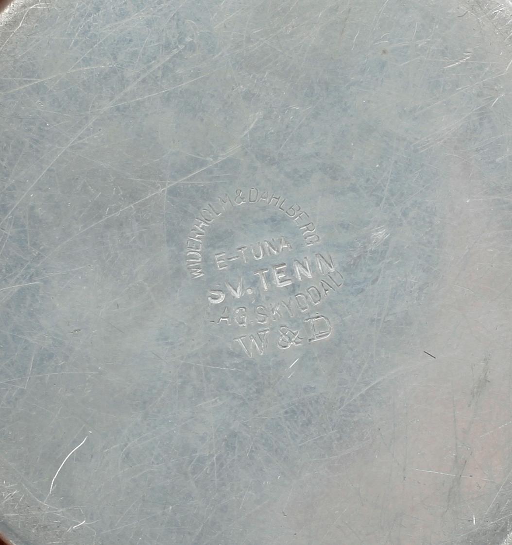 MANSCHETTKNAPPSASK, tenn, "Originell", Widerholm & Dahlberg, Eskilstuna.