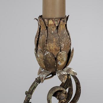 VÄGGLAMPETTER ett par, smidesjärn, 1900-talets första hälft.