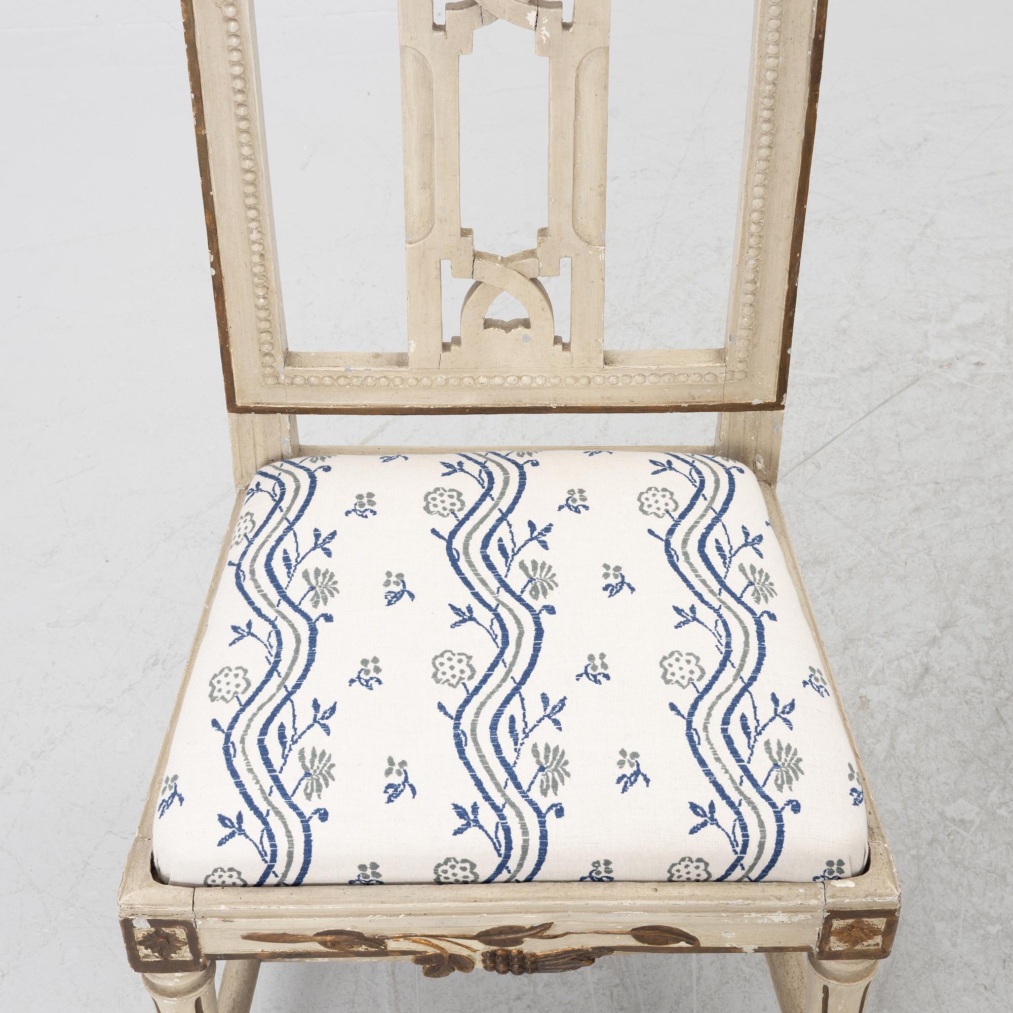 Four late-Gustavian chairs, Lindome, Sweden, around 1800.