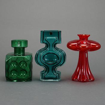 VASER, 3 st, glas, bland annat, Helena Tynell, Riihimäen, Lasi, Finland 1900-talets senare hälft.