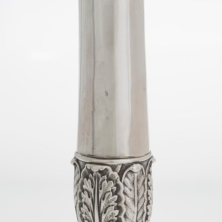 A pair of Empire silver candlesticks, Northern Europe, first half of the 19th century.