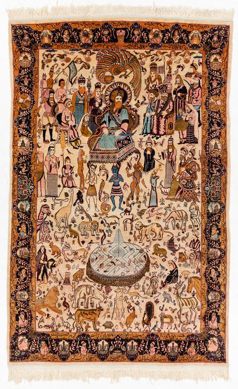 Matta, Kashmir, figural, ca 235 x 150 cm.