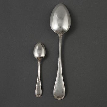 KAFFE-OCH DESSERTSKEDAR, silver, AG Dufva, Stockholm, 1924.  Totalvikt 530 gram.