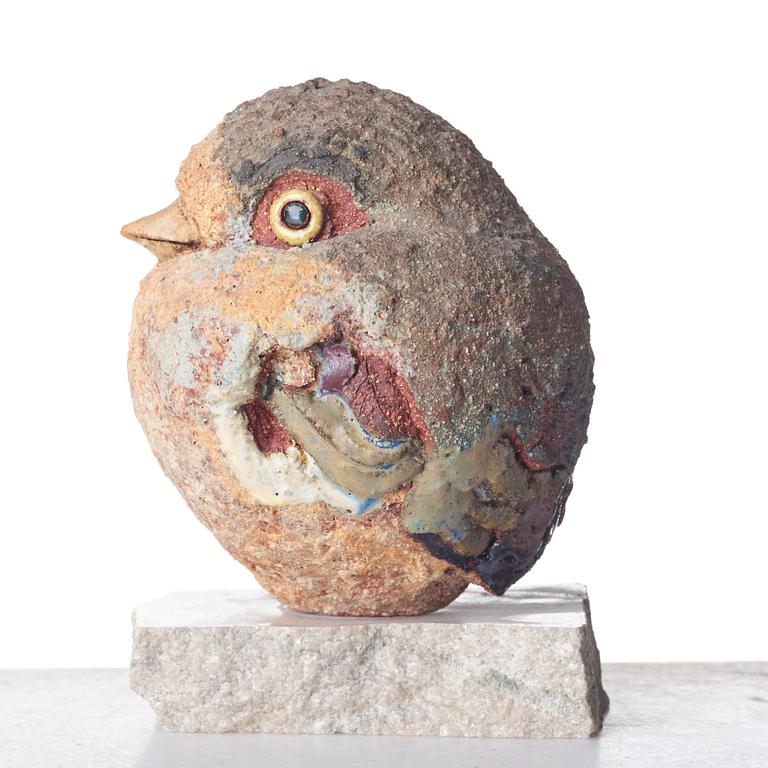 Tyra Lundgren, a stoneware sculpture of a bird, Sweden, dated 1967.