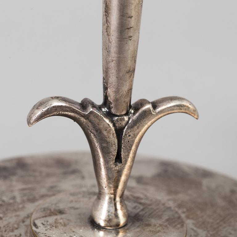 A pair of silver plate Swedish Grace candelabra design ELIS BERGH for CG Hallberg, Stockholm, 1920s.