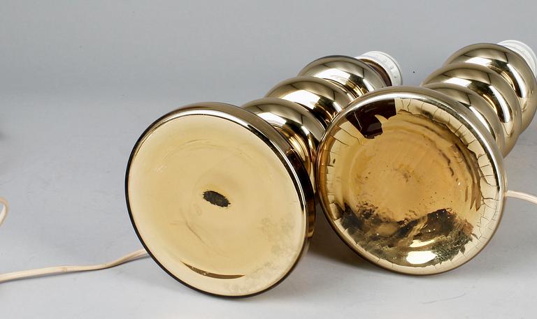 BORDSLAMPOR, ett par, glas, Flygsfors, Orrefors 1960/70-tal.