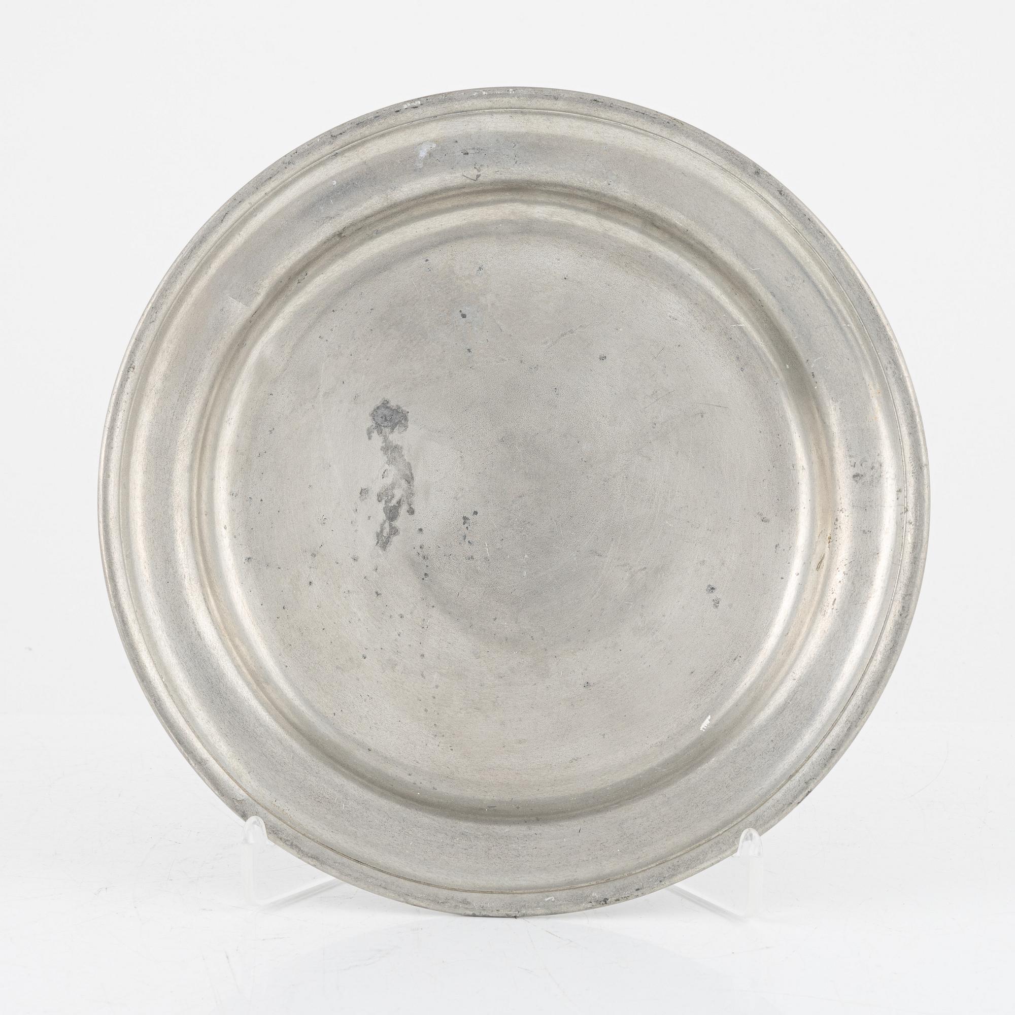 A group of eight Swedish pewter dishes, 18th-20th Century, including Mathias Norling, Jönköping, 1863.