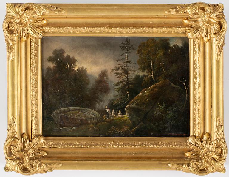 CARL STEPHAN BENNET, olja på pannå, sign och dat 1873.