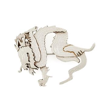 481. Wiwen Nilsson, brosch, sterlingsilver, i form av drake, Lund 1955.