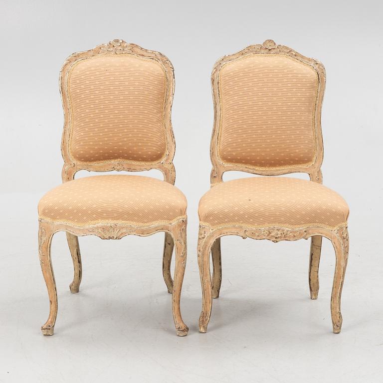 A matched pair of French Louis XV chairs, mid 18th Century.